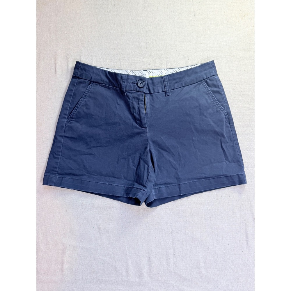 Crown & Ivy Navy Blue Chino Shorts Womens Size 6 Stretch Cotton 5 Inch Inseam - Picture 1 of 4